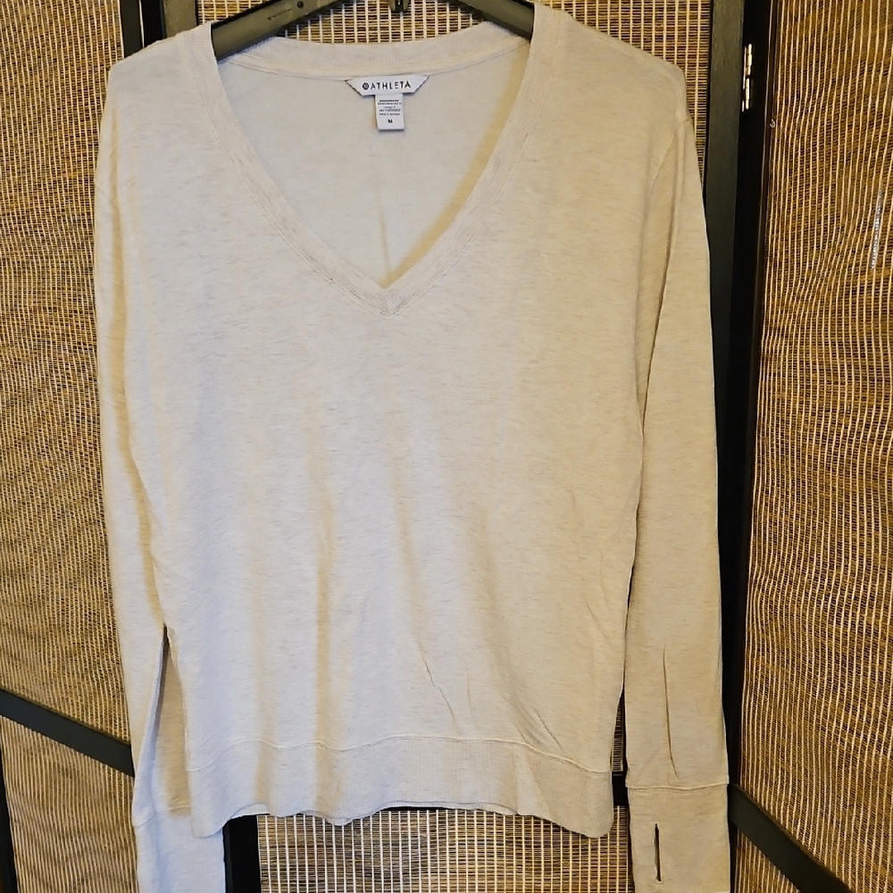 Athleta Off-White V-Neck Women's Sweater
